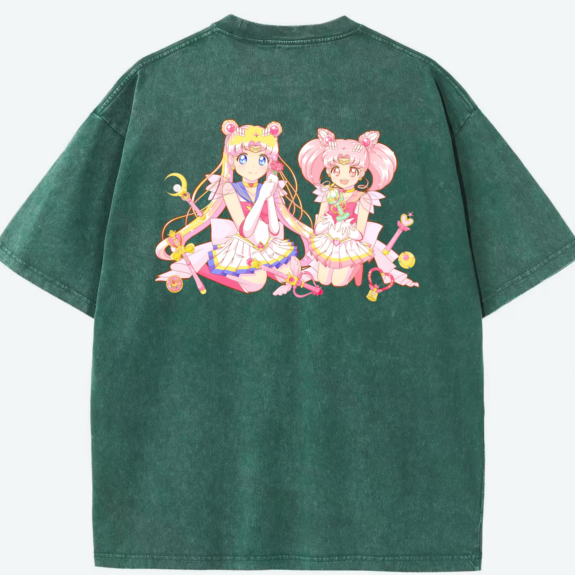 （画像用） 美少女戦士セーラームーン 月野 うさぎ つきの うさぎ Sailor Moon Tsukino Usagi 綿100% ヴィンテージ風 半袖Tシャツ（背面プリント）